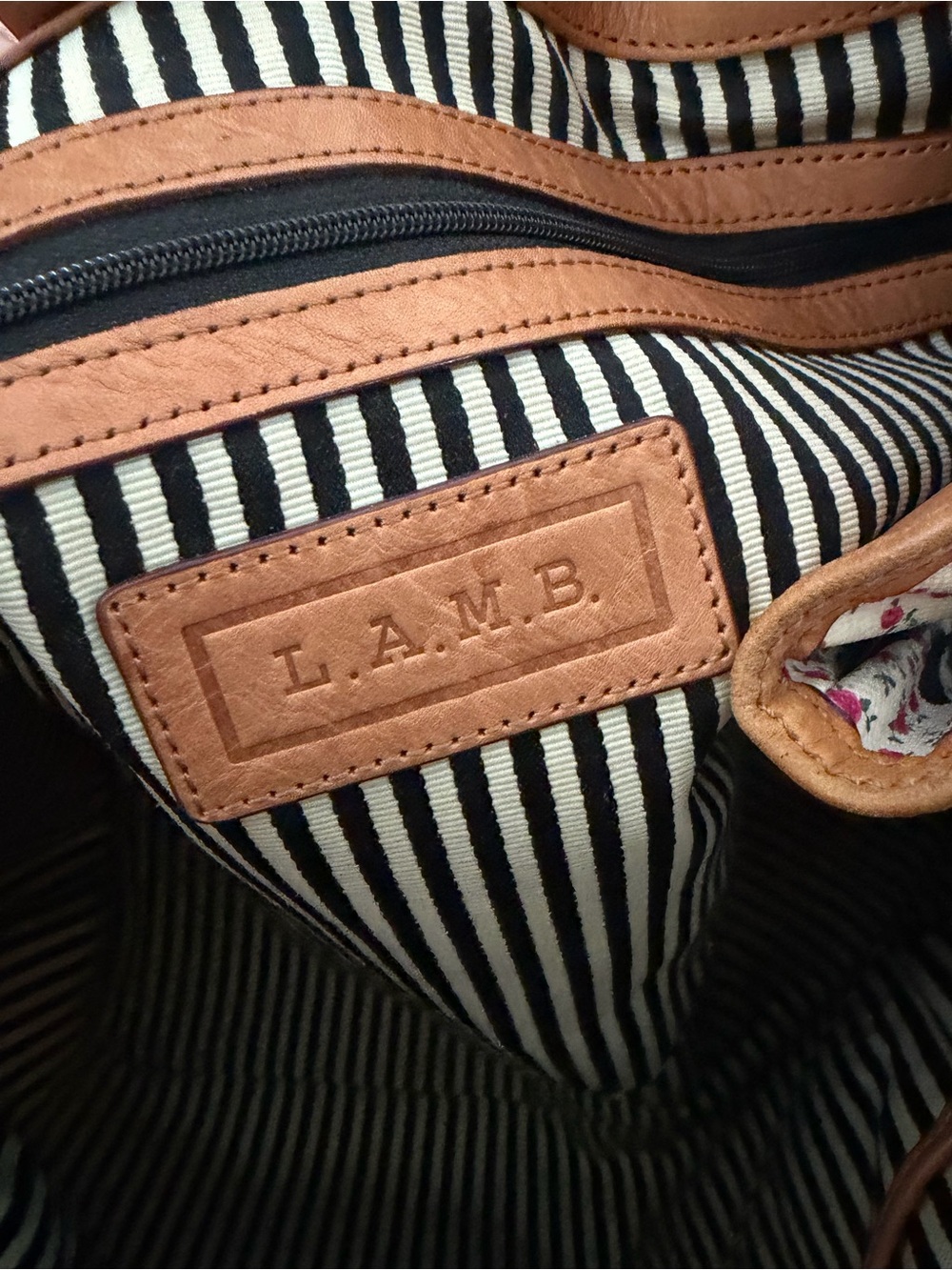 L.A.M.B. Floral Graffiti Canvas Tote with Tan Handles - Picture 7 of 9
